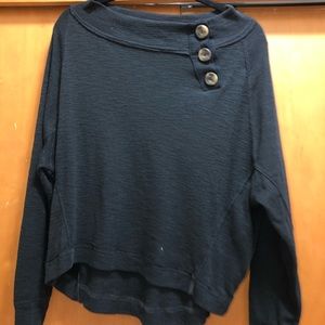 Free People Black button side top